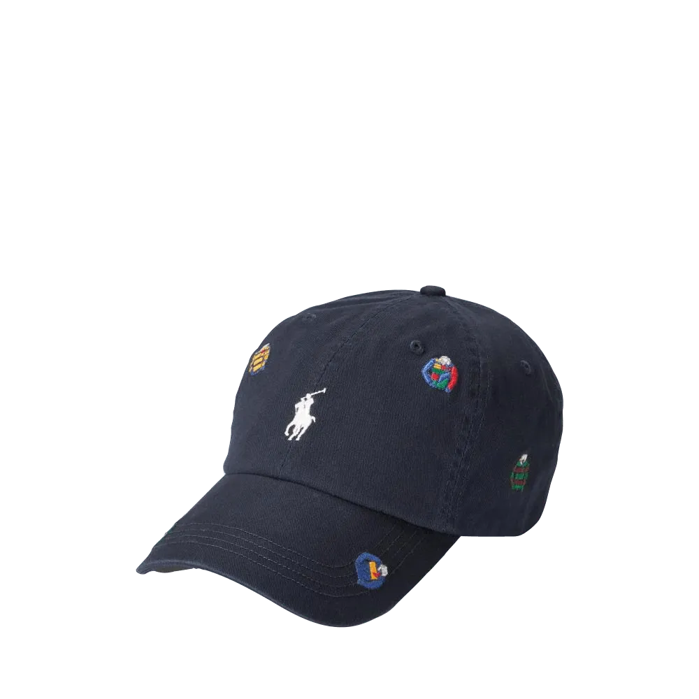 Gorra con visera de tela de chino de algodón Bordado Rugby - ECRU