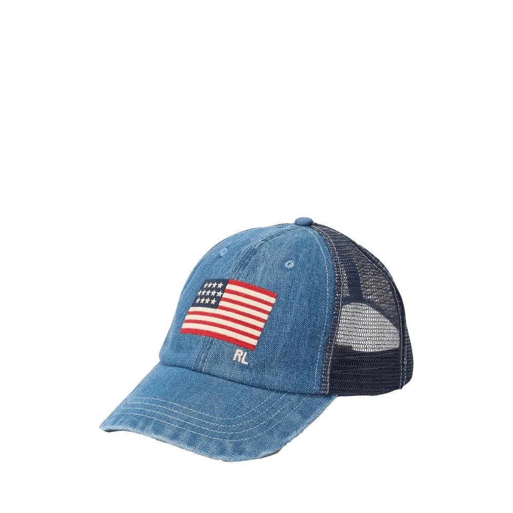Gorra de denim con bandera - ECRU