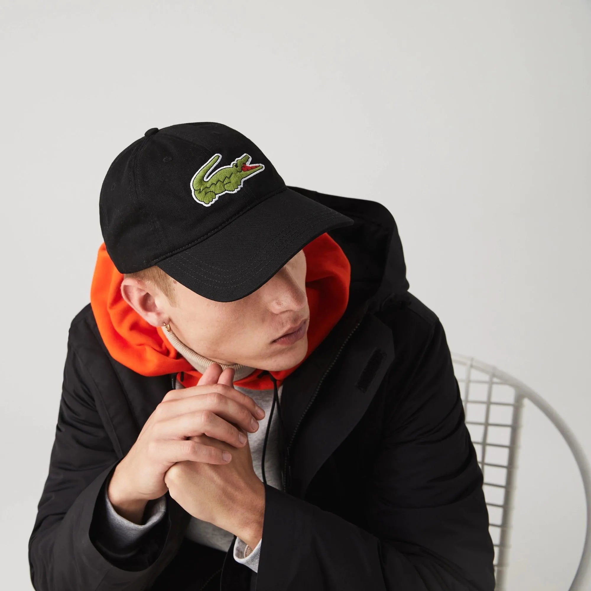 Gorra de hombre con correa y cocodrilo oversized de algodón - ECRU
