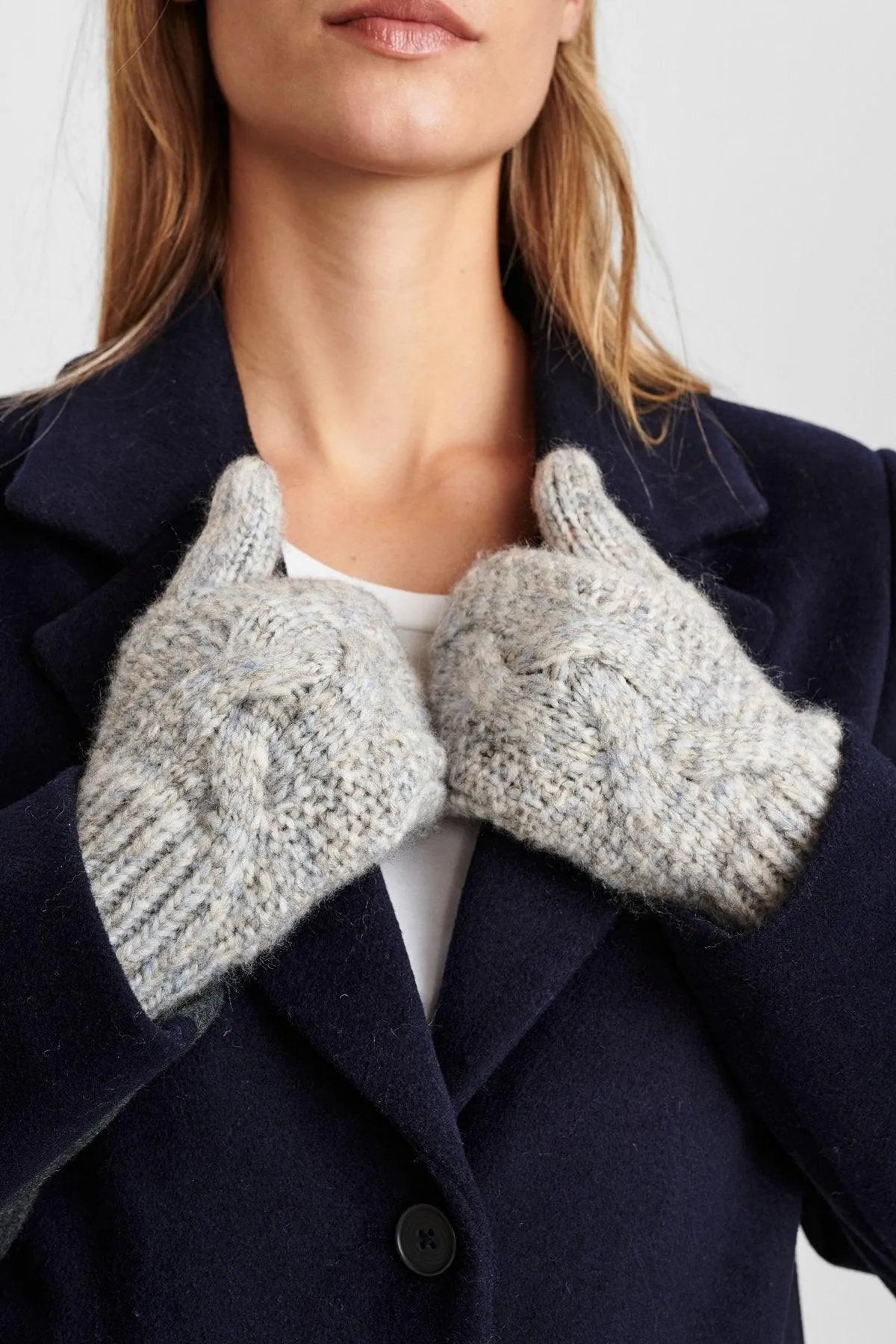 Guantes de punto nuwinnie - gris claro mel - ECRU