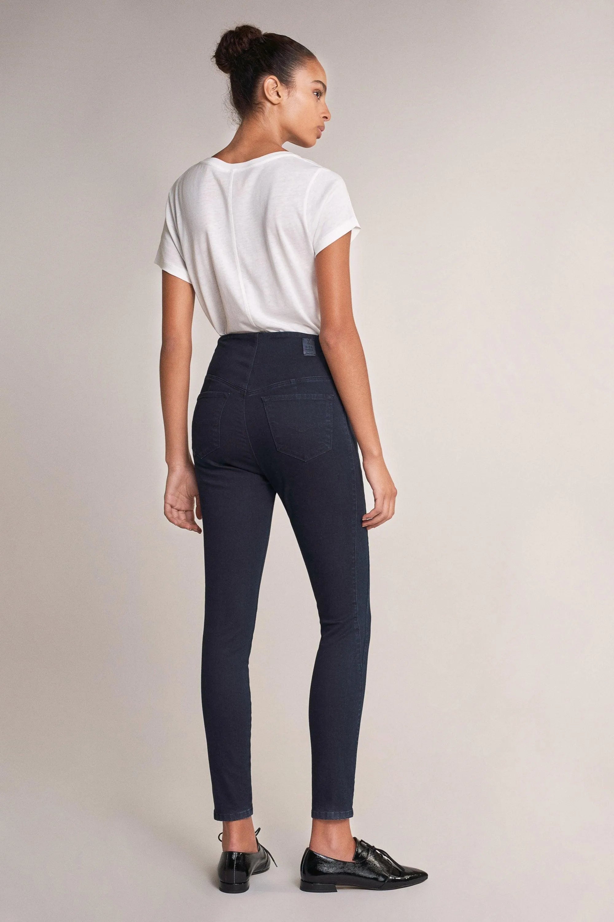 Jegging De Tiro Alto De Denim Oscuro - ECRU