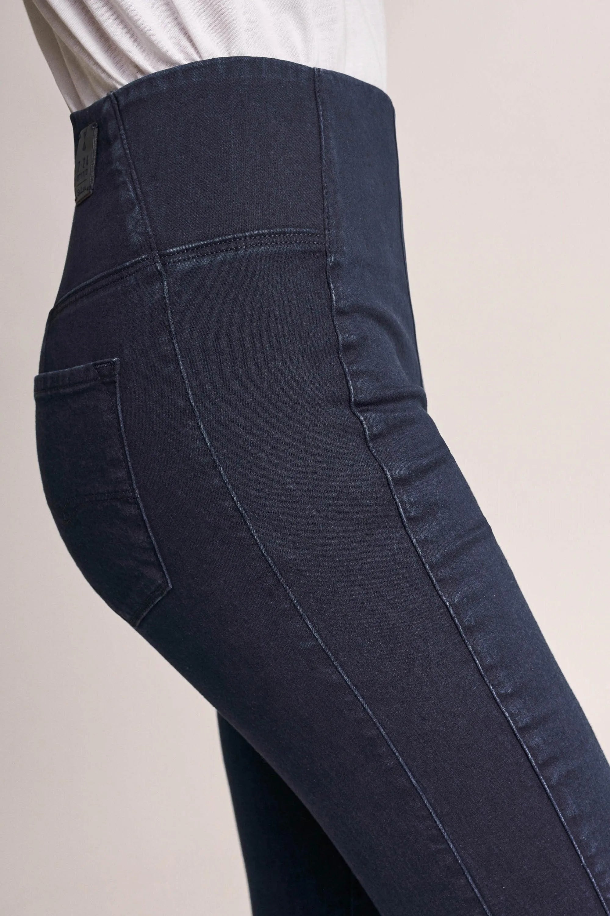Jegging De Tiro Alto De Denim Oscuro - ECRU