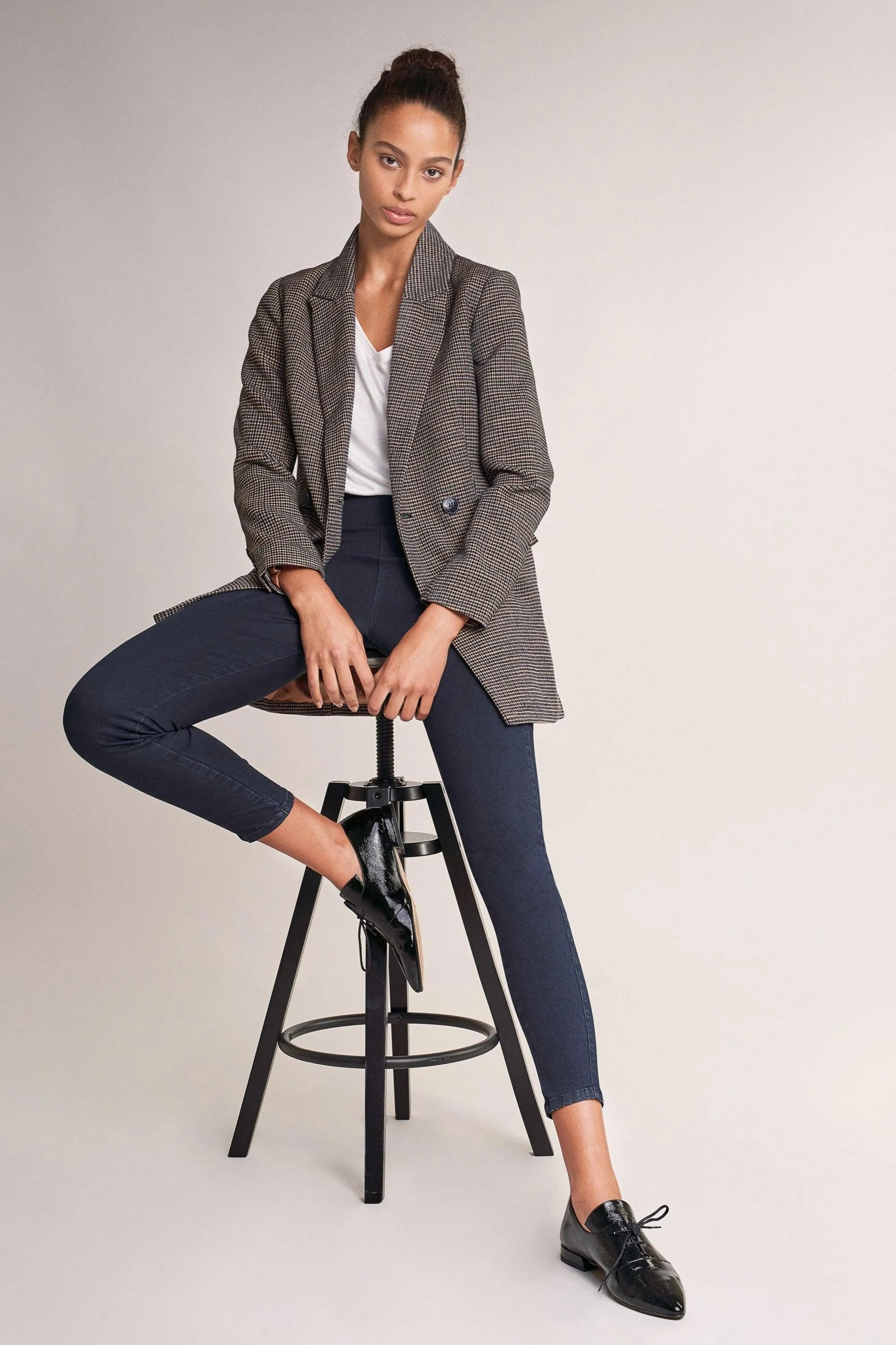 Jegging De Tiro Alto De Denim Oscuro - ECRU