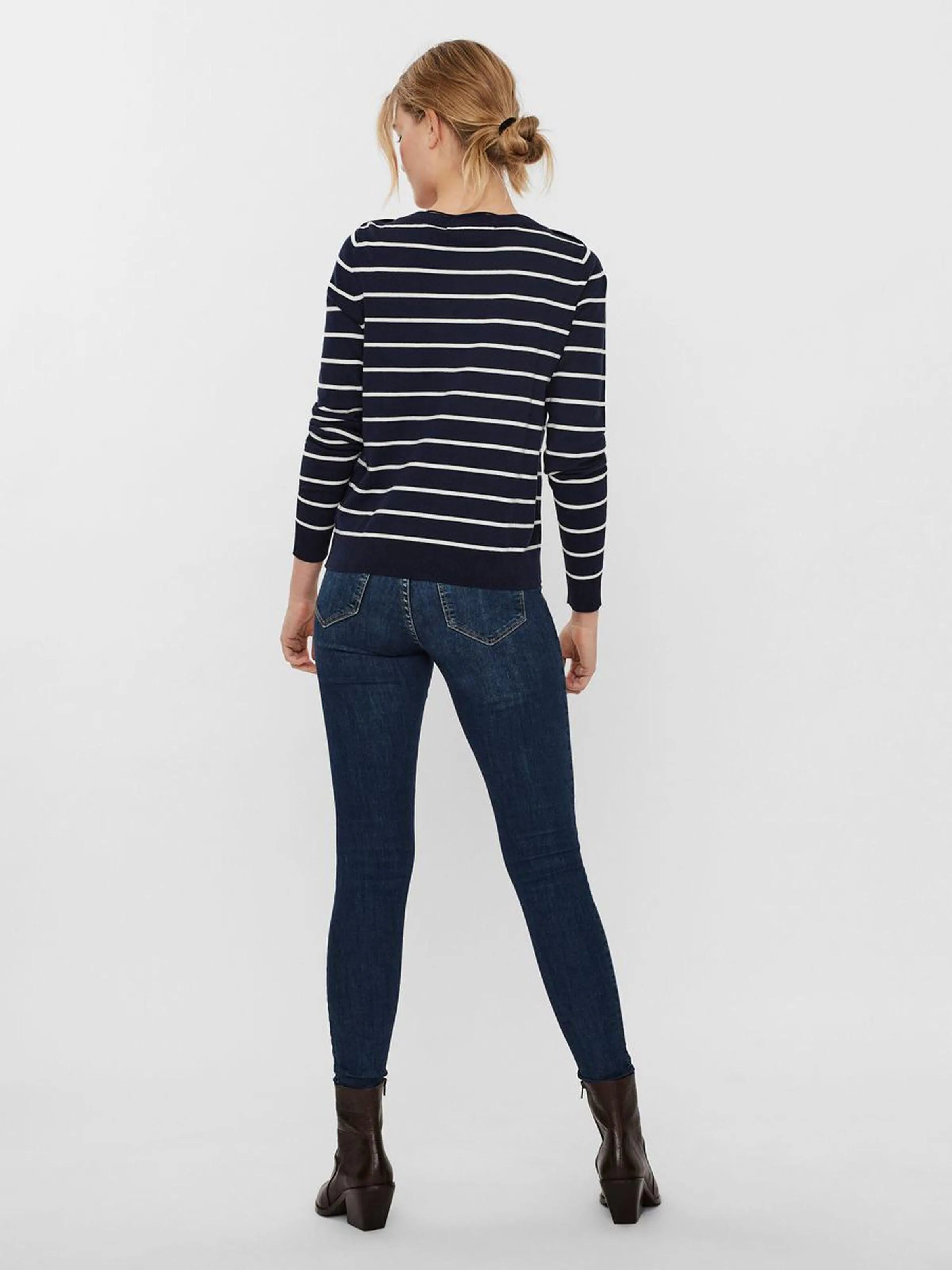 Jersey a Rayas y Cuello Barca Alma - ECRU