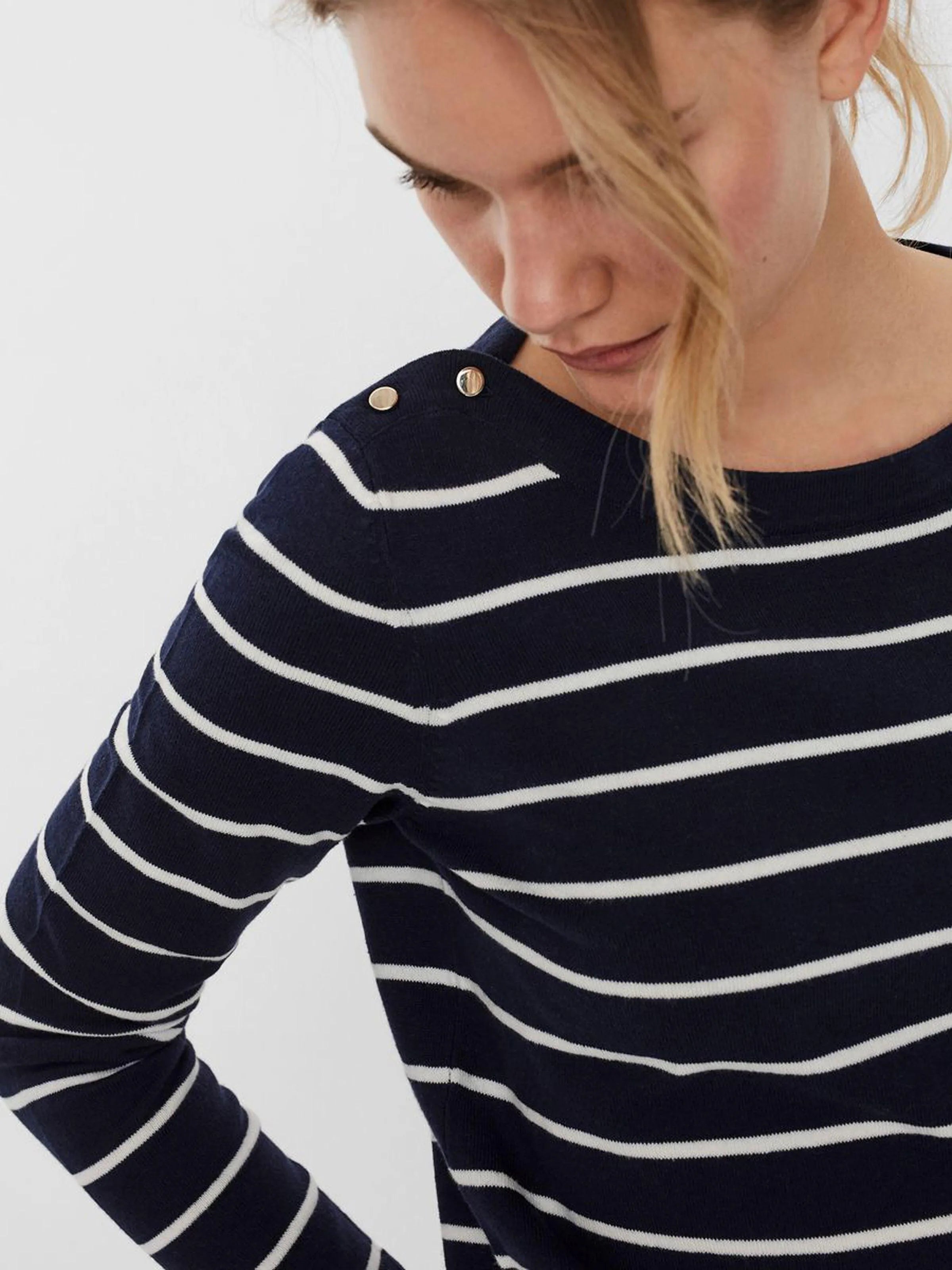 Jersey a Rayas y Cuello Barca Alma - ECRU