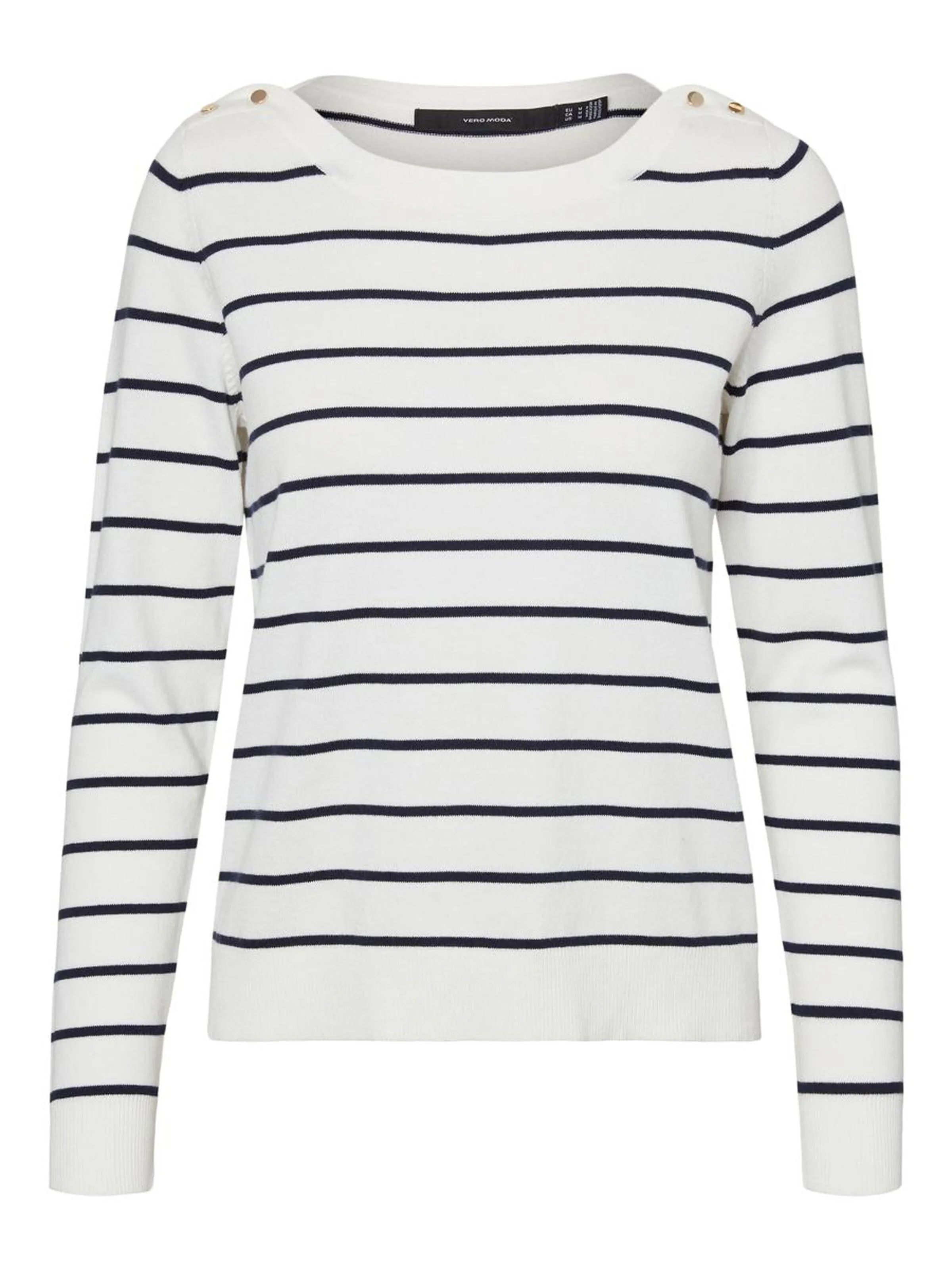 Jersey a Rayas y Cuello Barca Alma - ECRU