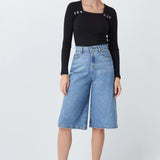 Jersey ajustado con detalles botones - ECRU