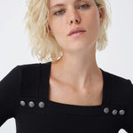 Jersey ajustado con detalles botones - ECRU