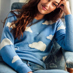 Jersey Aliana Azul, nubes esponjosas - ECRU