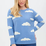 Jersey Aliana Azul, nubes esponjosas - ECRU