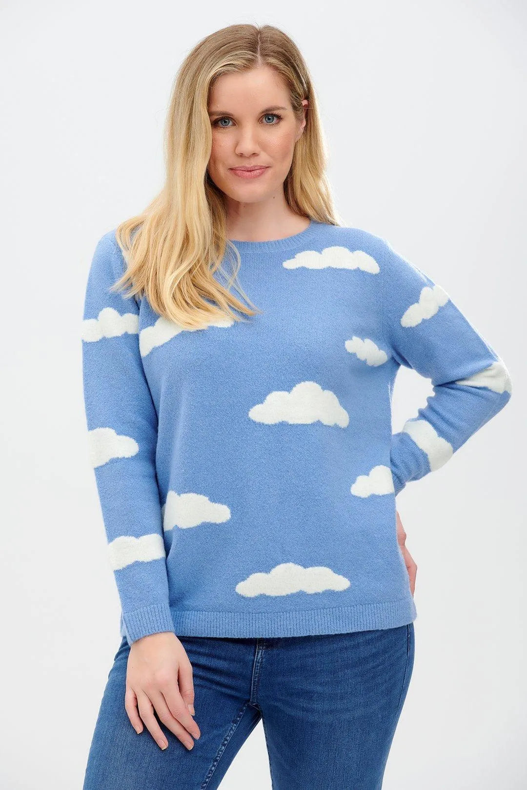 Jersey Aliana Azul, nubes esponjosas - ECRU