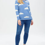 Jersey Aliana Azul, nubes esponjosas - ECRU