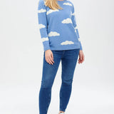 Jersey Aliana Azul, nubes esponjosas - ECRU