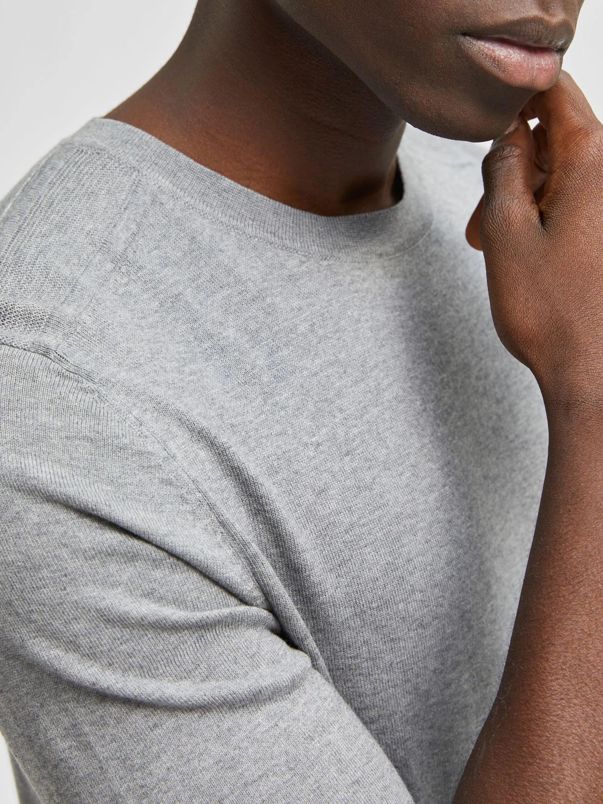 Jersey Berg Algodón Pima Medium Grey Melange - ECRU