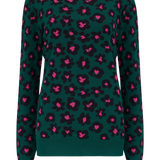Jersey Callie Dark Green Floral Animal - ECRU