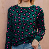 Jersey Callie Dark Green Floral Animal - ECRU