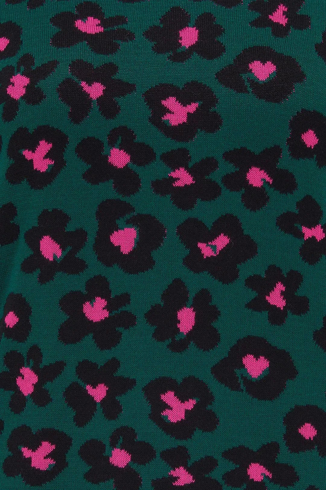 Jersey Callie Dark Green Floral Animal - ECRU