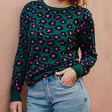 Jersey Callie Dark Green Floral Animal - ECRU