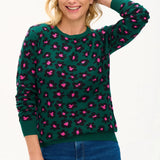Jersey Callie Dark Green Floral Animal - ECRU