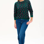 Jersey Callie Dark Green Floral Animal - ECRU