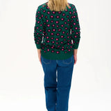 Jersey Callie Dark Green Floral Animal - ECRU