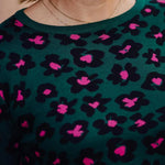 Jersey Callie Dark Green Floral Animal - ECRU