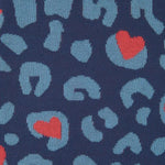 Jersey Callie Dark Grey Blue Heart Leopard - ECRU