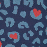 Jersey Callie Dark Grey Blue Heart Leopard - ECRU