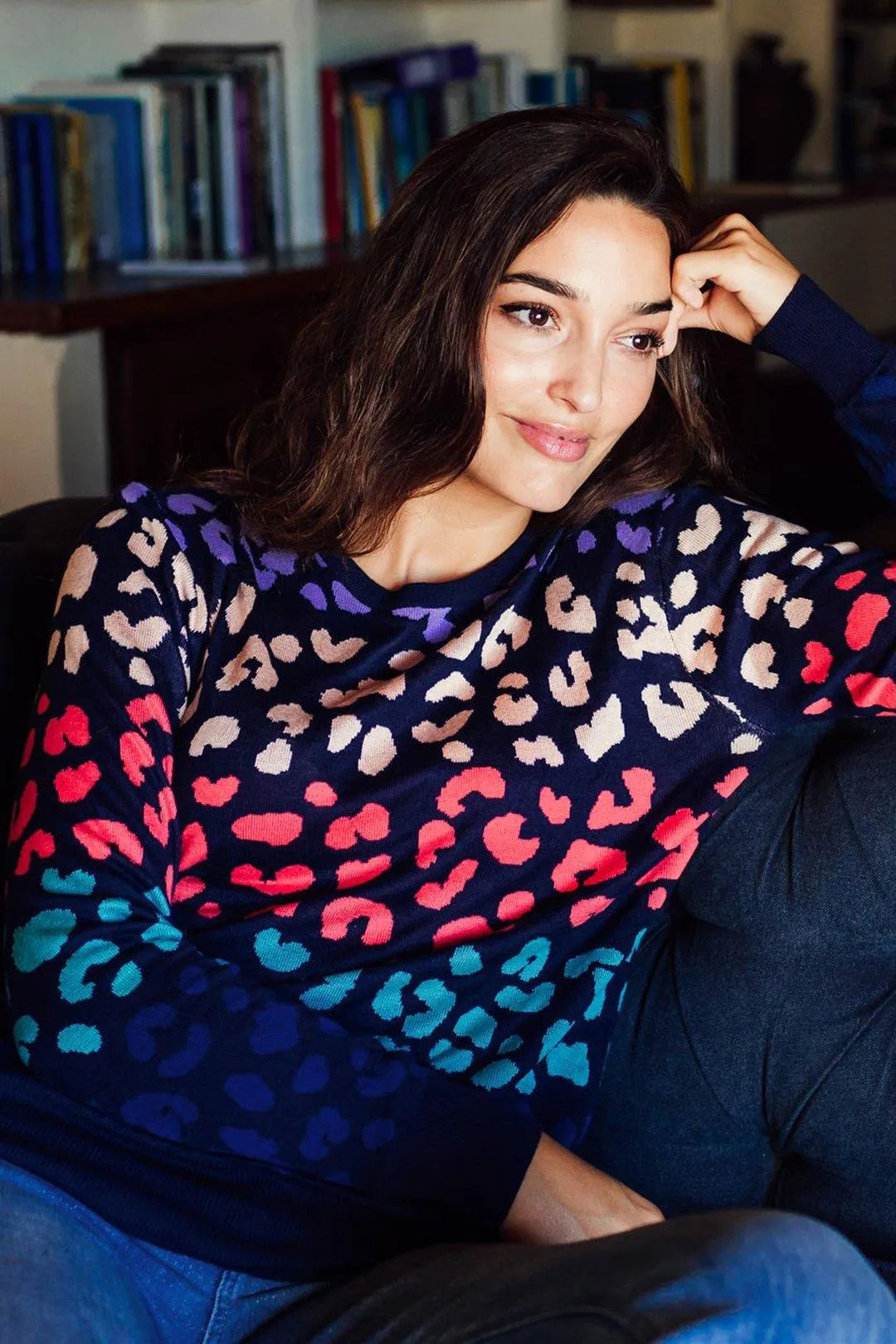 Jersey Callie Multi, Leopard Color Waves - ECRU