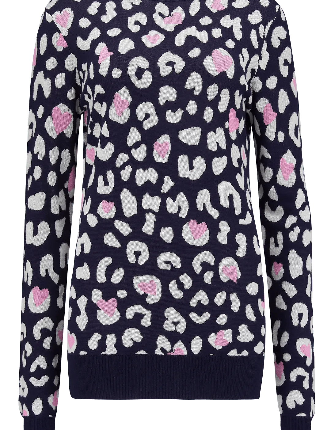 Jersey Callie Navy Heart Leopard - ECRU