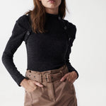 Jersey con botones en el cuello - ECRU