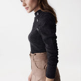 Jersey con botones en el cuello - ECRU