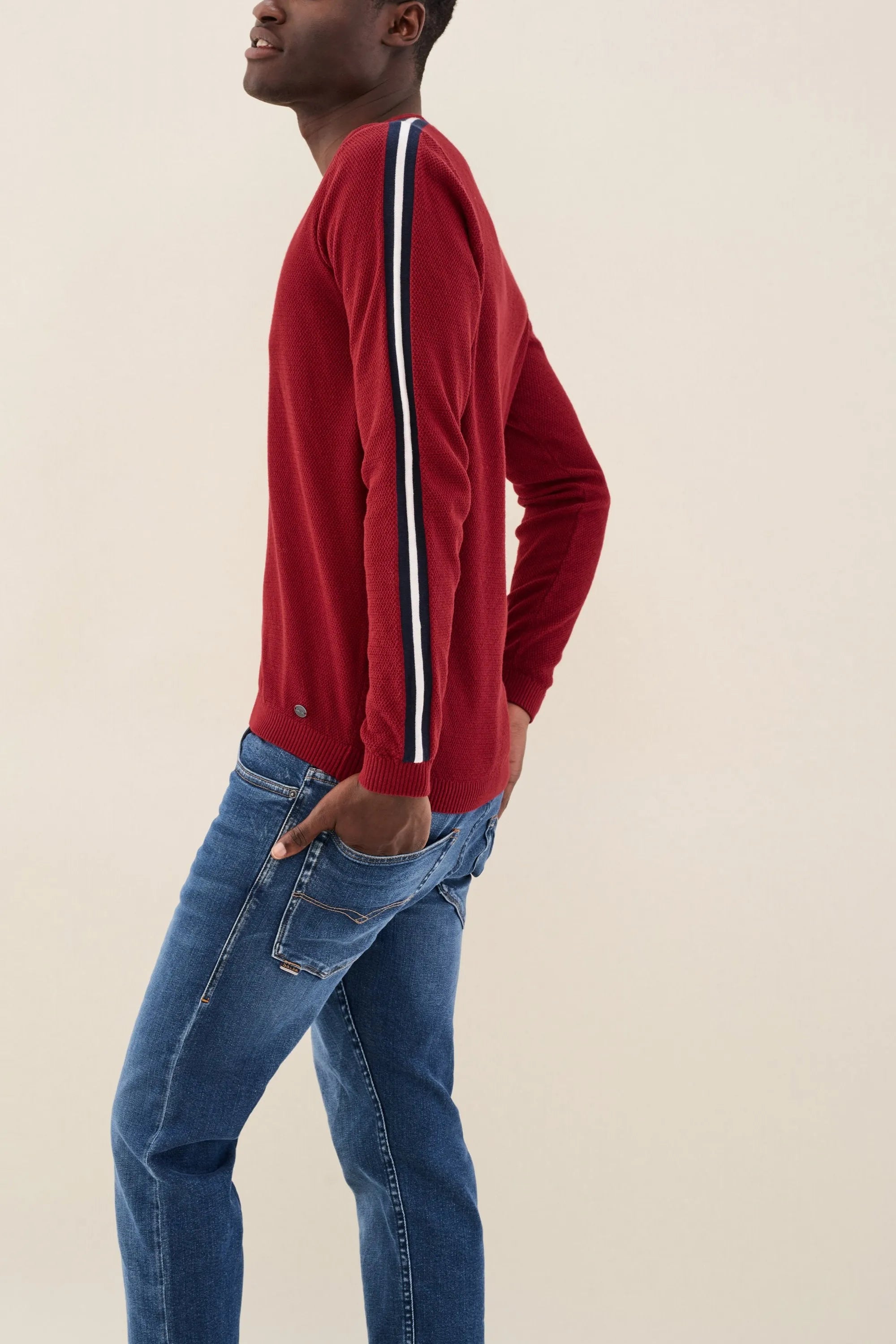 JERSEY CON CINTA EN LA MANGA - ECRU