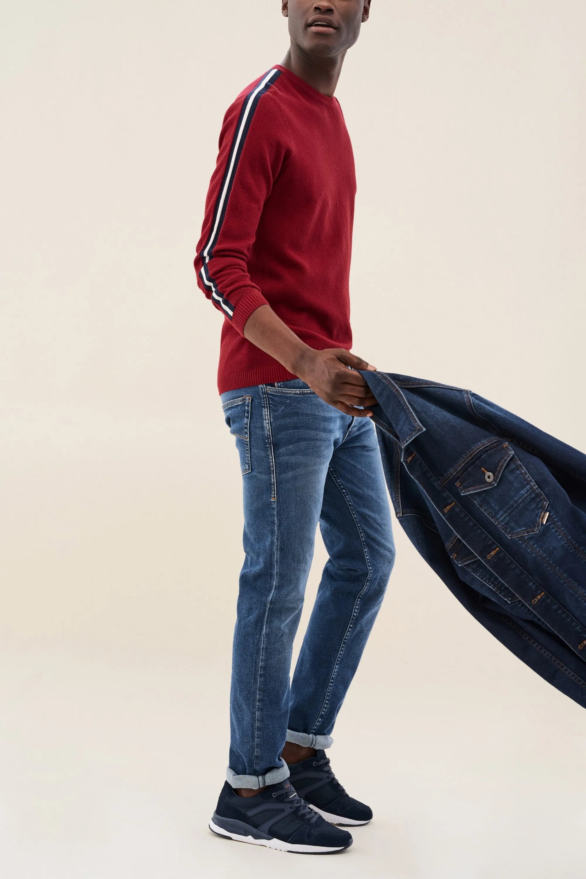 JERSEY CON CINTA EN LA MANGA - ECRU