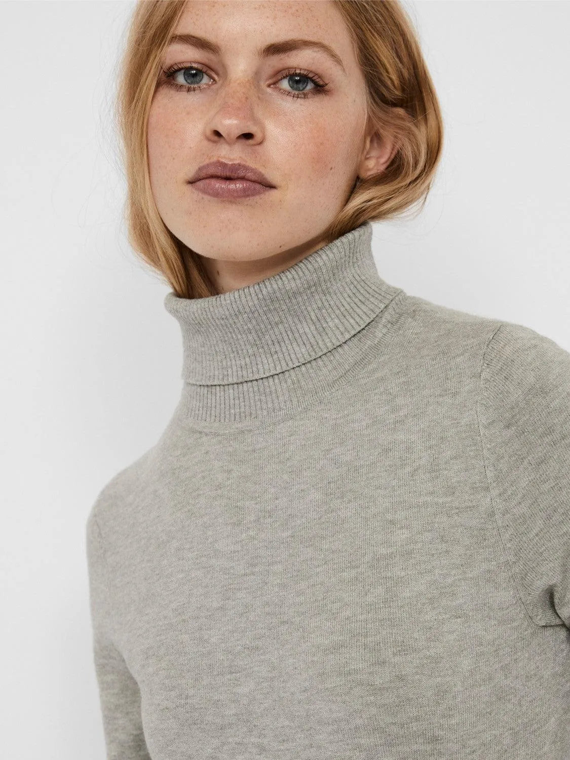 Jersey Cuello Alto Light Grey Melange Happiness - ECRU