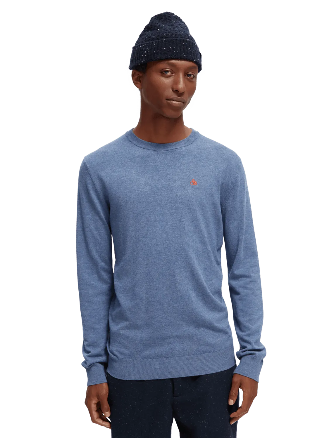 Jersey de cuello redondo con logotipo de mezcla de viscosa Ecovero - ECRU