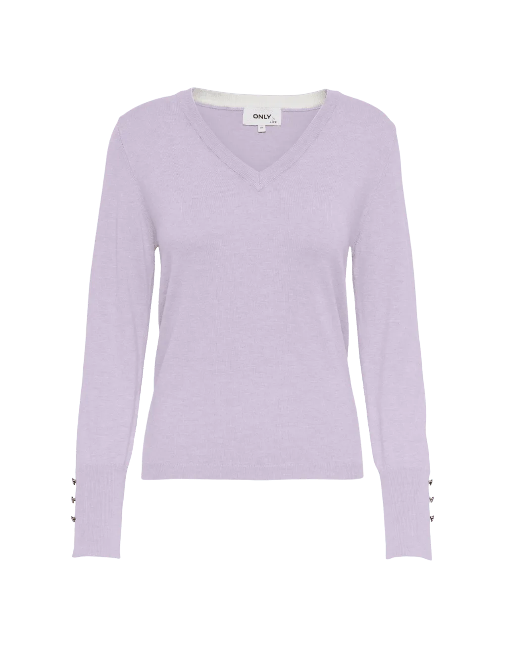 Jersey de Mujer Only Cuello Pico Julie Pastel Lilac - ECRU