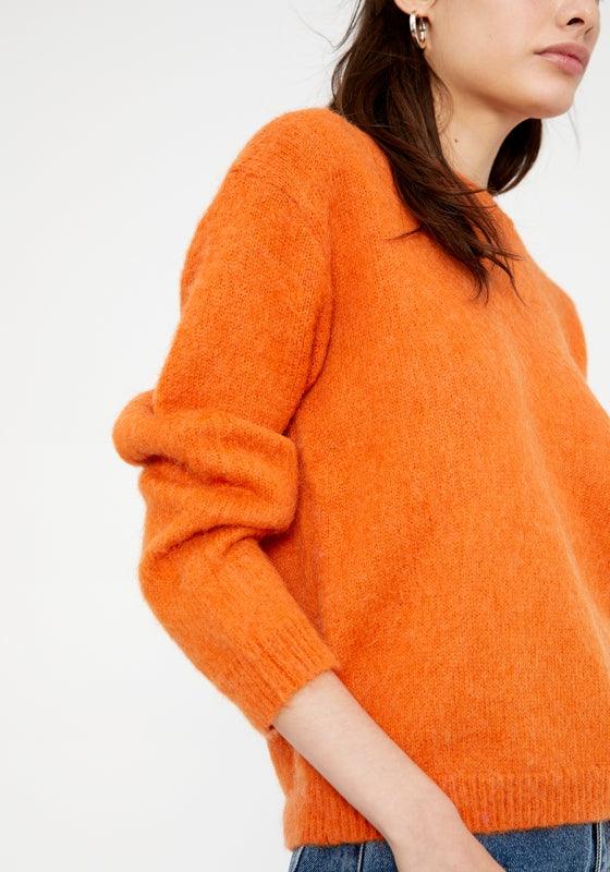 Jersey de punto con textura y manga larga naranja - ECRU