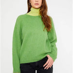 Jersey de punto con textura y manga larga verde - ECRU