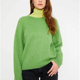 Jersey de punto con textura y manga larga verde - ECRU