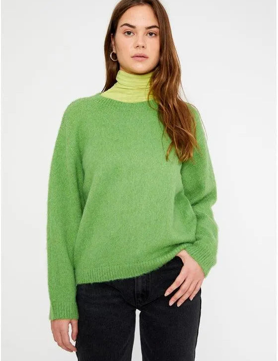 Jersey de punto con textura y manga larga verde - ECRU