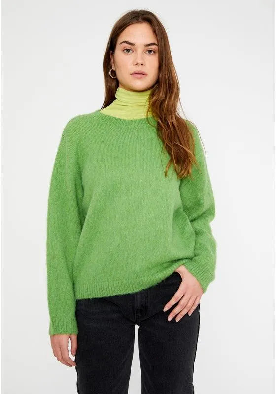 Jersey de punto con textura y manga larga verde - ECRU