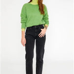 Jersey de punto con textura y manga larga verde - ECRU