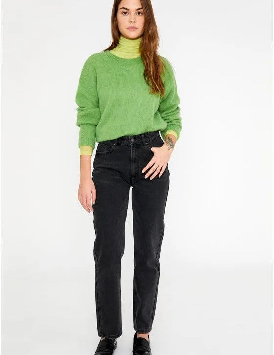 Jersey de punto con textura y manga larga verde - ECRU