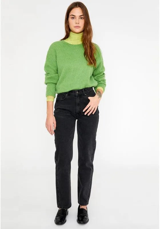 Jersey de punto con textura y manga larga verde - ECRU