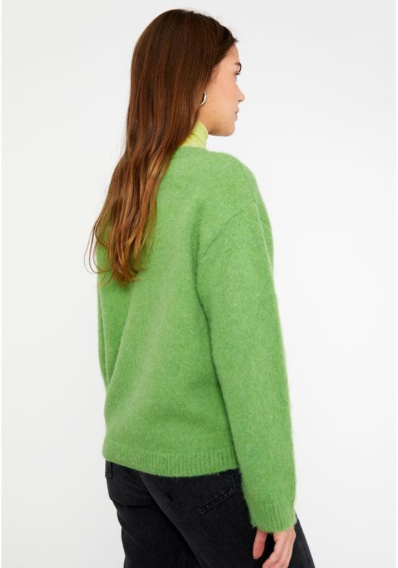 Jersey de punto con textura y manga larga verde - ECRU