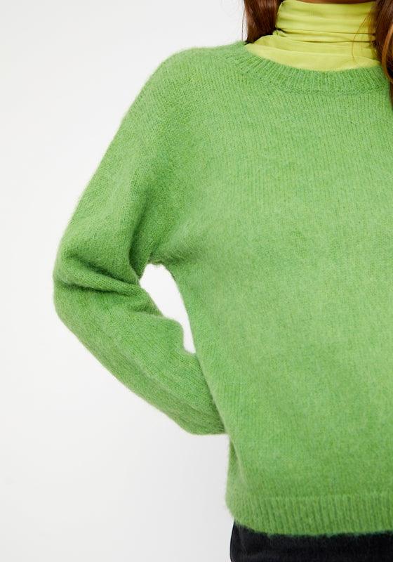 Jersey de punto con textura y manga larga verde - ECRU