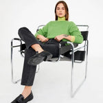 Jersey de punto con textura y manga larga verde - ECRU