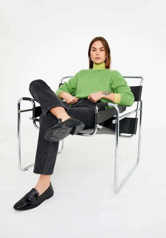 Jersey de punto con textura y manga larga verde - ECRU