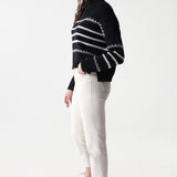 Jersey de punto grueso con rayas - ECRU